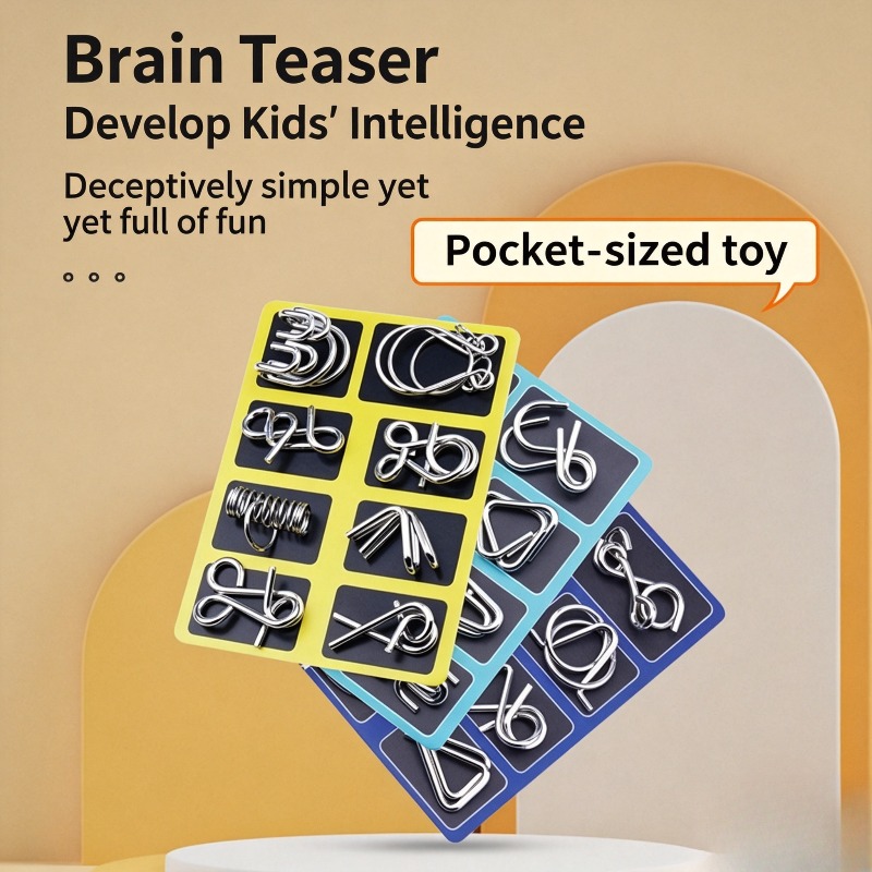 8 Pieces Metal Puzzle Set Clas - Game Educational For Kids Free recension och pris