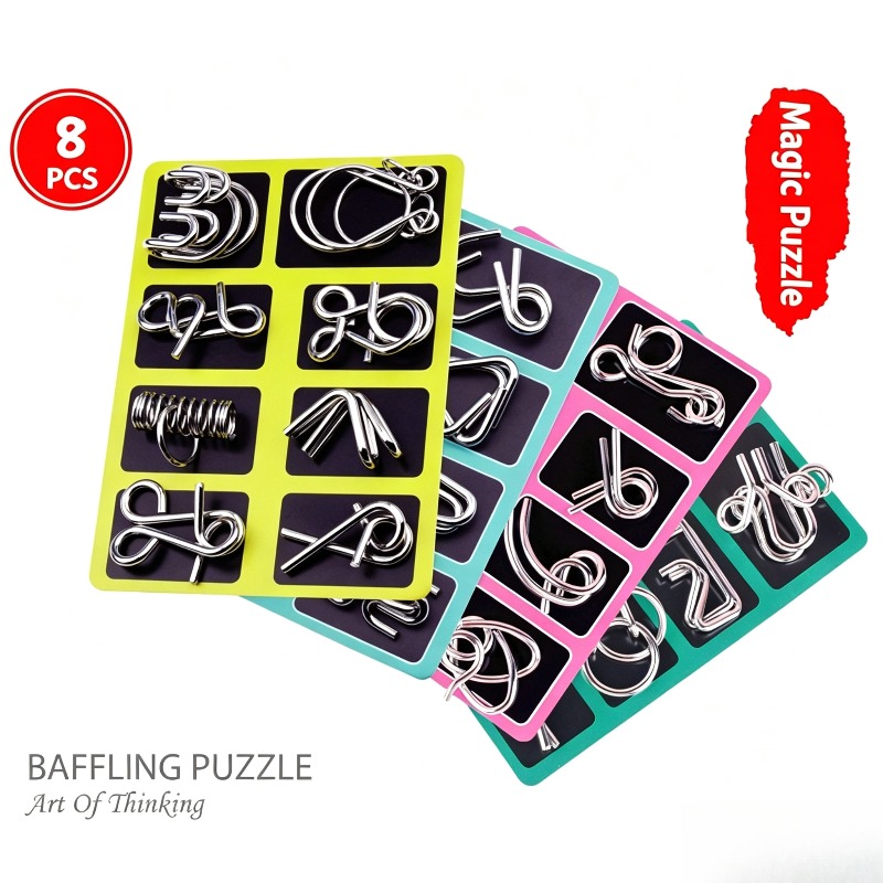 8 Pieces Metal Puzzle Set Clas - Game Educational For Kids Free recension och pris
